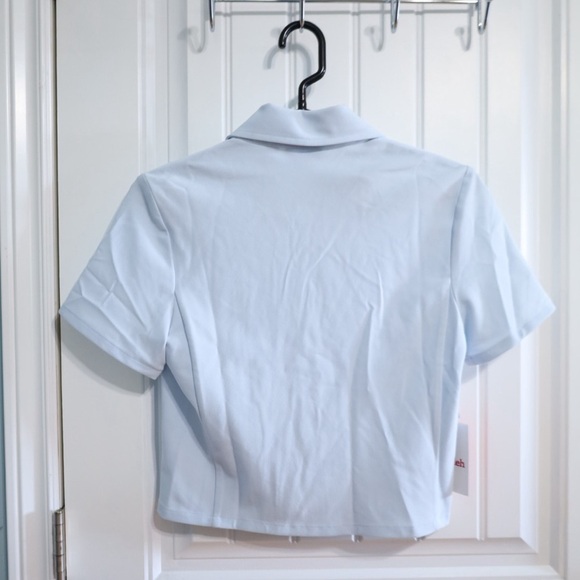 NWT Aritzia Sunday Best Alice Cropped Polo T-Shirt Fluid Blue Size 6 - Picture 8 of 13
